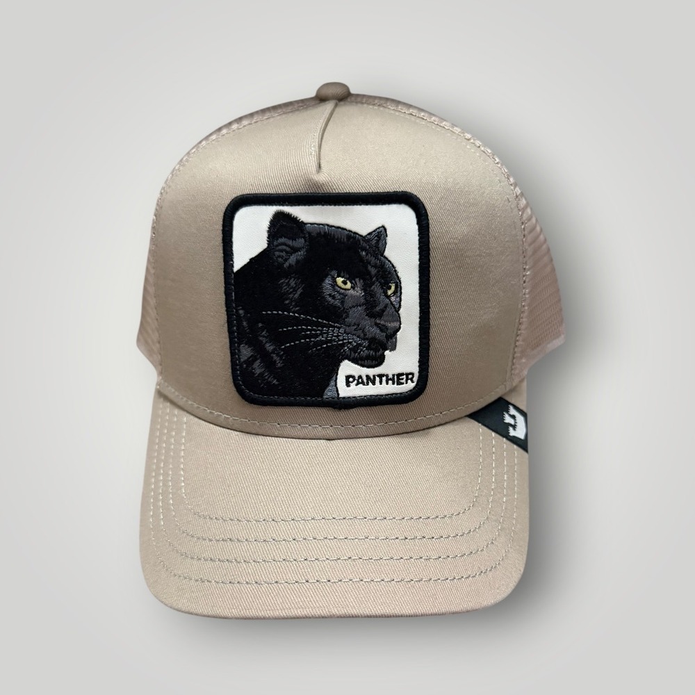Goorin Bros Trucker Hat Tan Black Panther Snapback Cap The Farm Streetwear Mesh